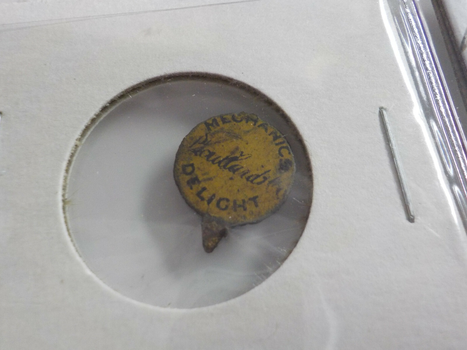 Antique Vintage MECHANICS DELIGHT P LORILLARDS TOBACCO TAG Tin Advertising (a)