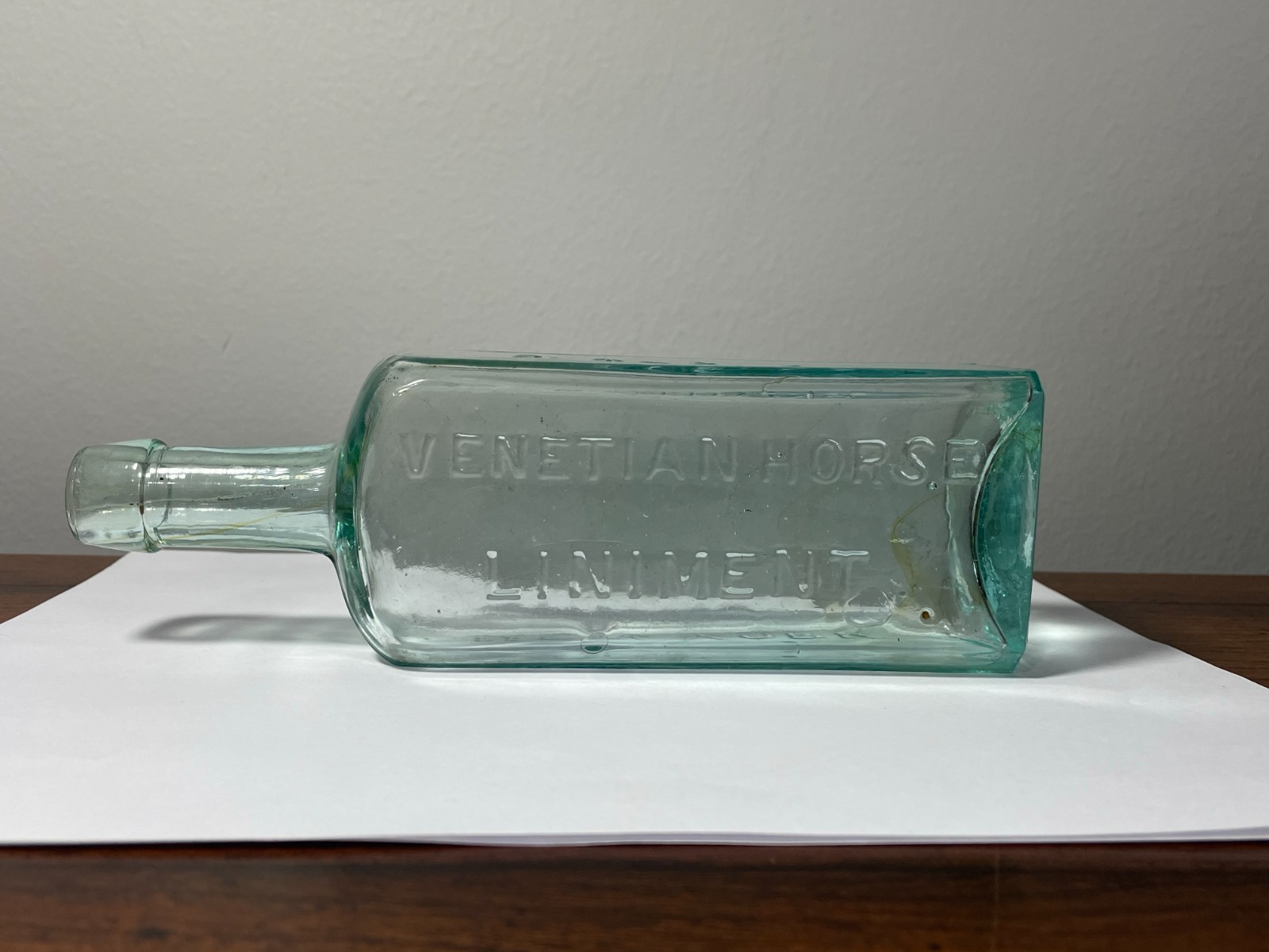 Antique Vintage Dr Tobias Venetian Horse Liniment Bottle Aqua Glass Vet