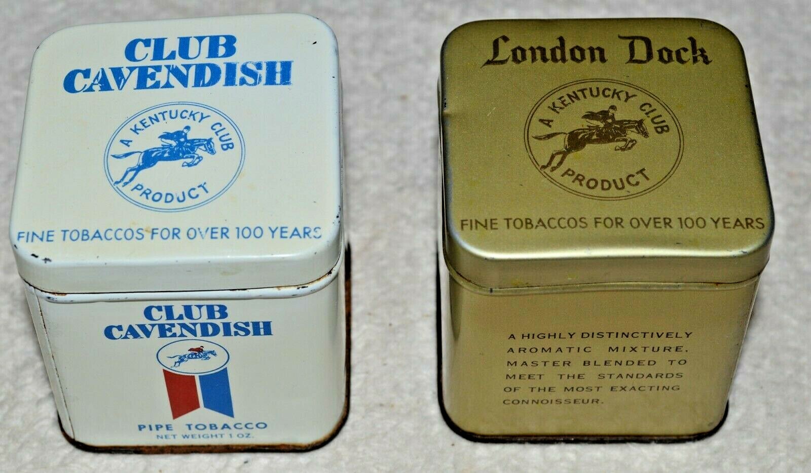 VINTAGE KENTUCKY CLUB TOBACCO TINS CLUB CAVENDISH AND LONDON DOCK