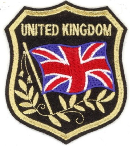 5 Pcs UK United Kingdom Flag in shield Embroidered Patches 3.25 5 Pcs UK United Kingdom Flag in shield Embroidered Patches 3.25