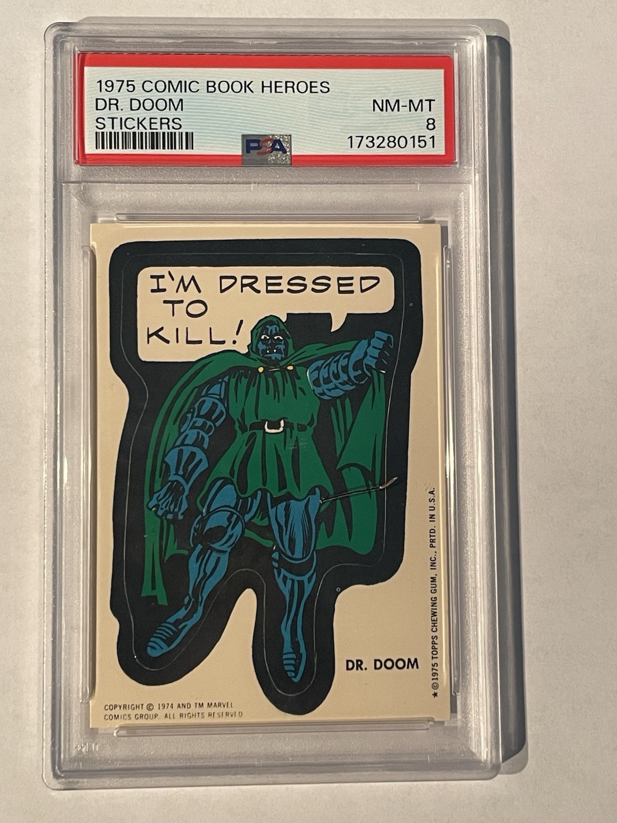1975 Topps Marvel DR DOOM PSA 8 RC Rookie. Doctor Comic Book Heroes Stickers
