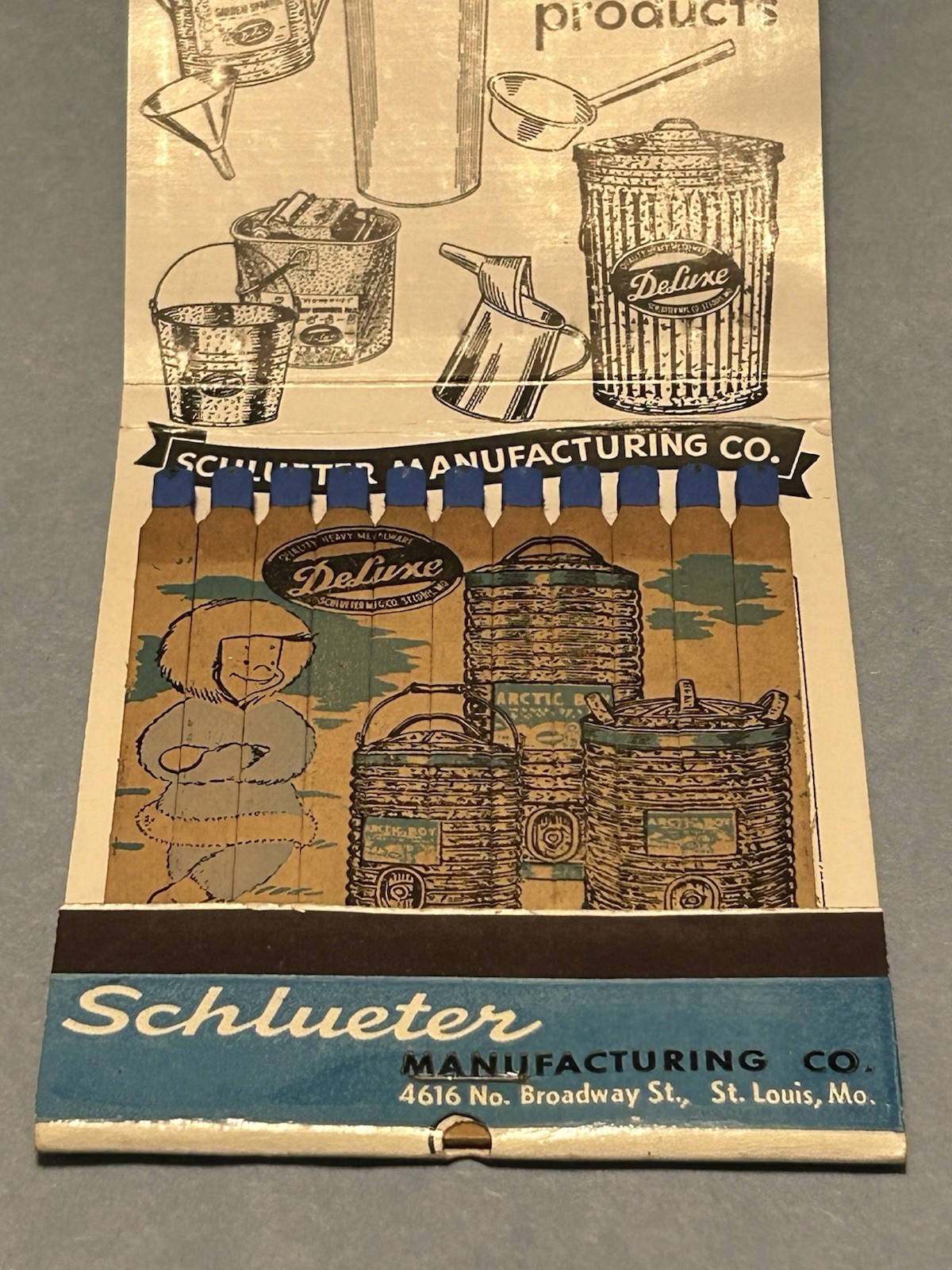 🔥🔥   Rare Full Unstruck Giant Feature Matchbook Arctic Boy Water Coolers 🔥🔥