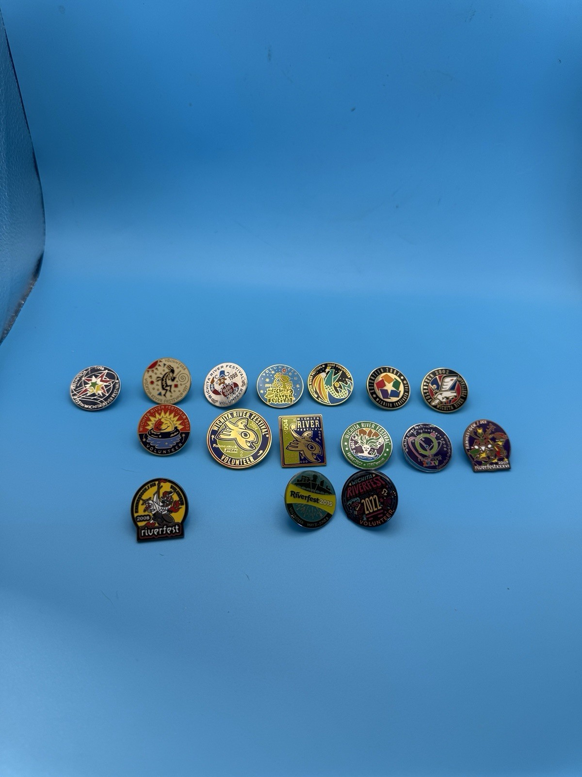 Vintage Wichita Riverfest Volunteer Enamel Pin Collection 1996–2022