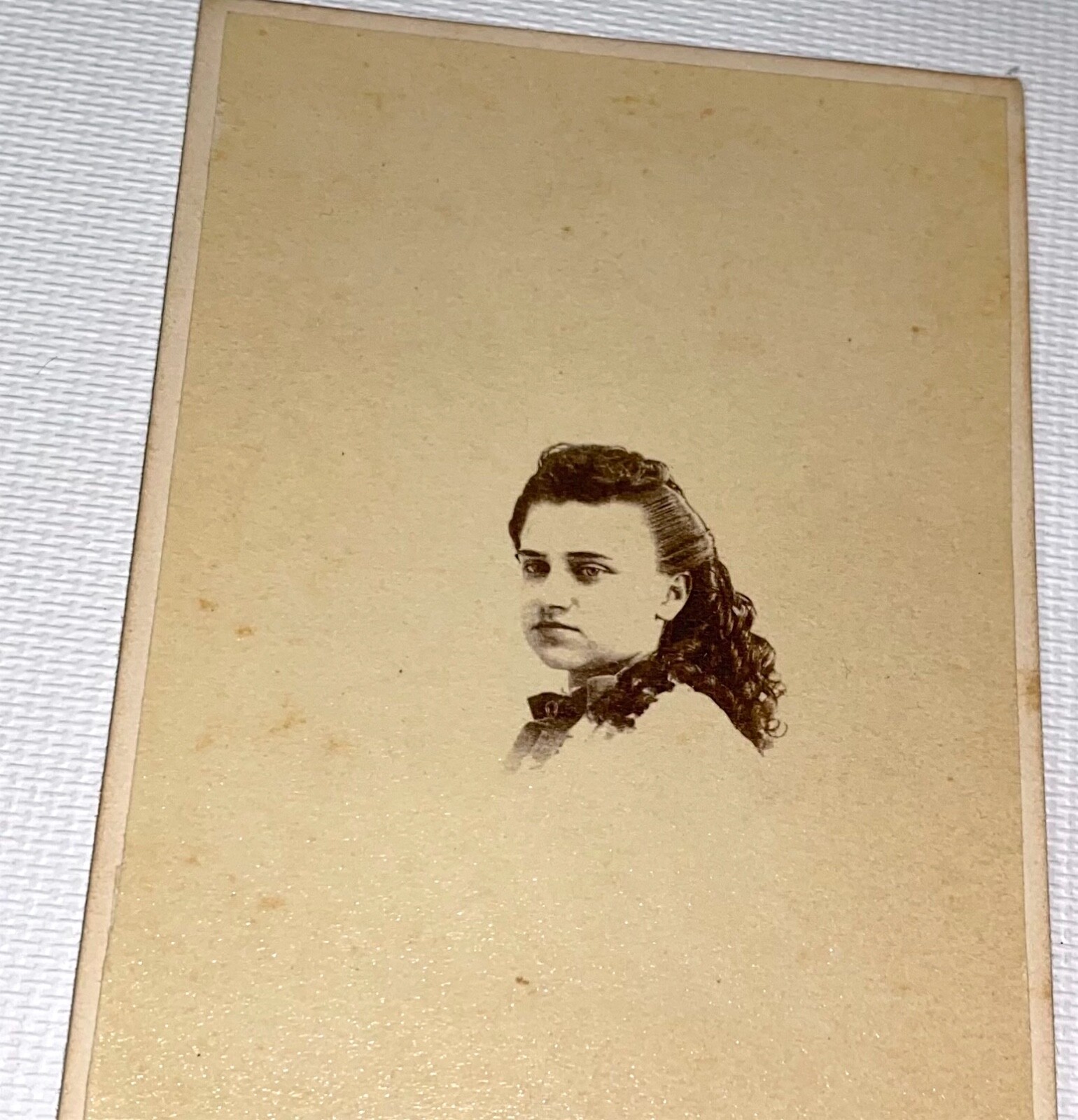Antique American Civil War Era Victorian Fashion Lady Tax Stamp PA CDV Photo