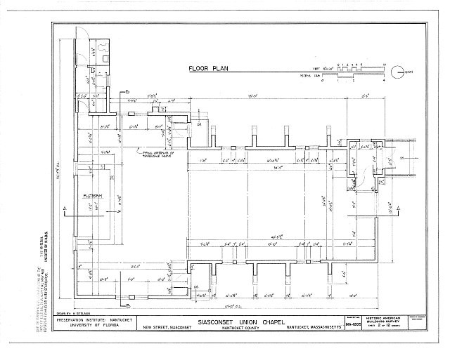 Photo:Siasconset Nantucket MA 1900s Union Chapel Floor Plan HABS