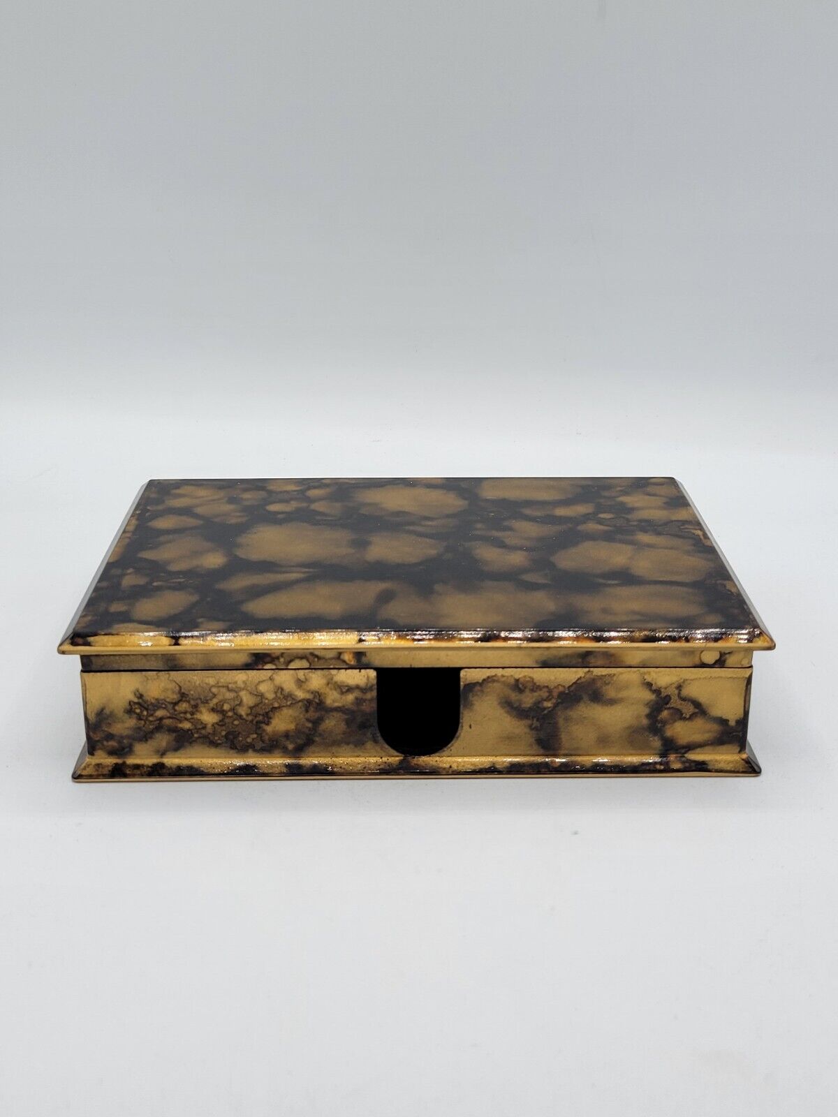 Vintage Otagiri Japan Lacquerware Stationary Note Box Black and Gold