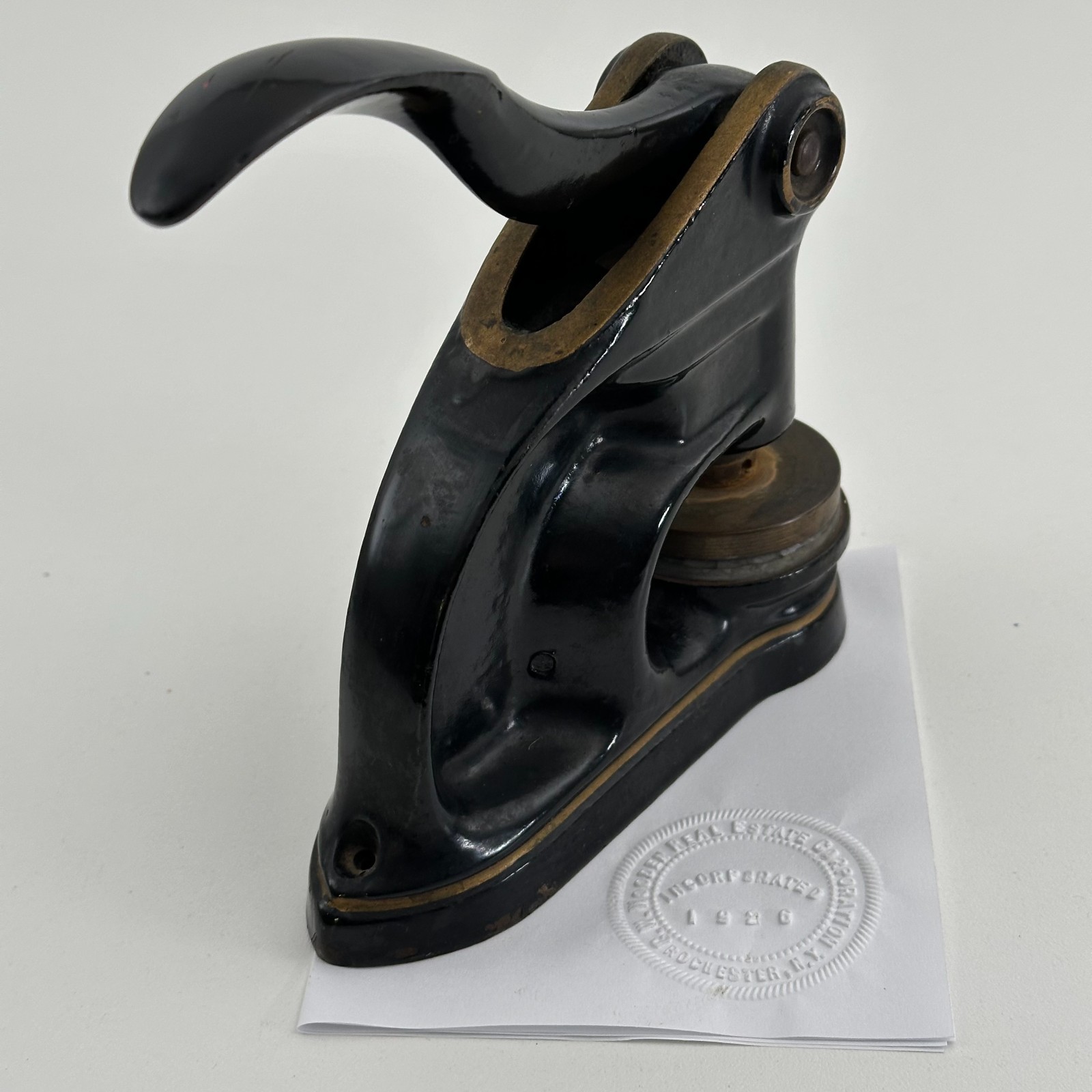 Antique Rochester NY Embossing Seal Press Cast Iron 1926 Notary Stamp