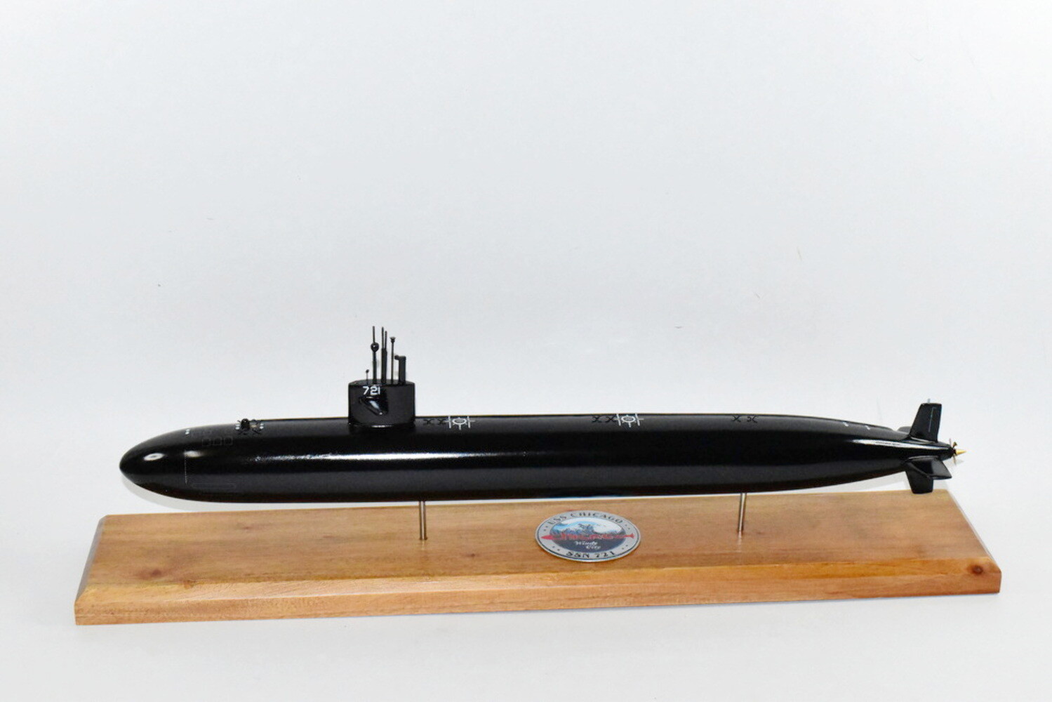 USS Chicago SSN-721 FLT II Black Hull Submarine Model, Navy Mahogany,20 inch, LA