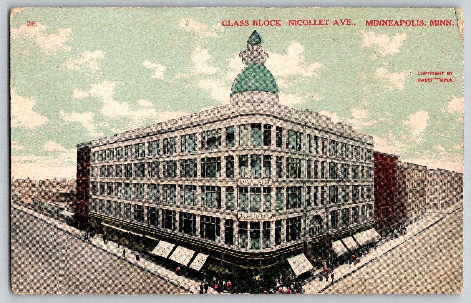 Minneapolis, MN - Glass Block-Nicollet Ave - Vintage Postcard
