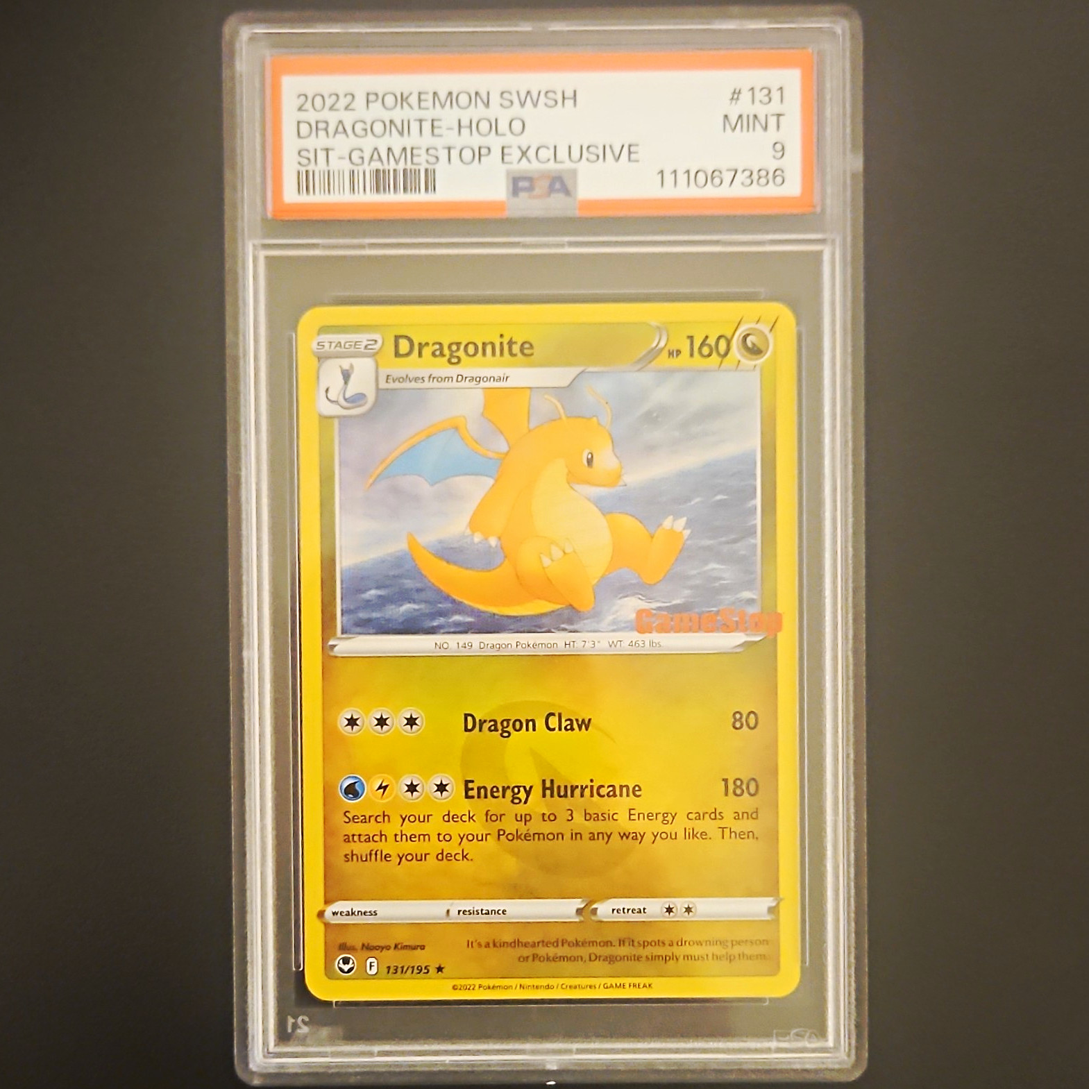 Pokémon SWSH Dragonite Holo 131/195 GameStop Exclusive PSA 9 (2022)