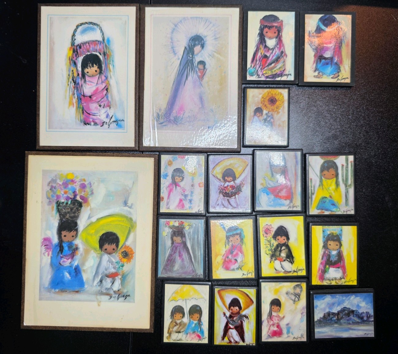 Vintage Ted DeGrazia Art Lot 16 Pc Ari-Lam Plaques Wood Magnets