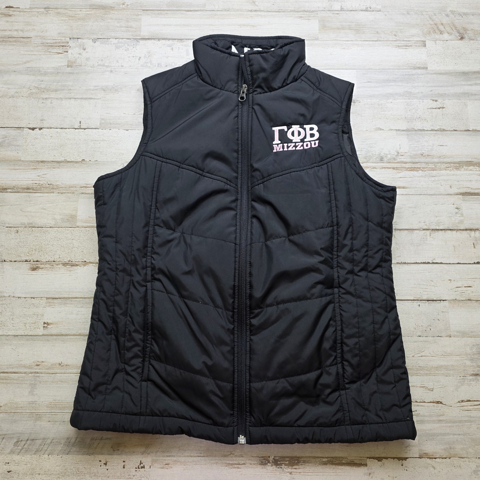 VTG Gamma Phi Beta Sorority University of Missouri Mizzou Puffer Vest SM