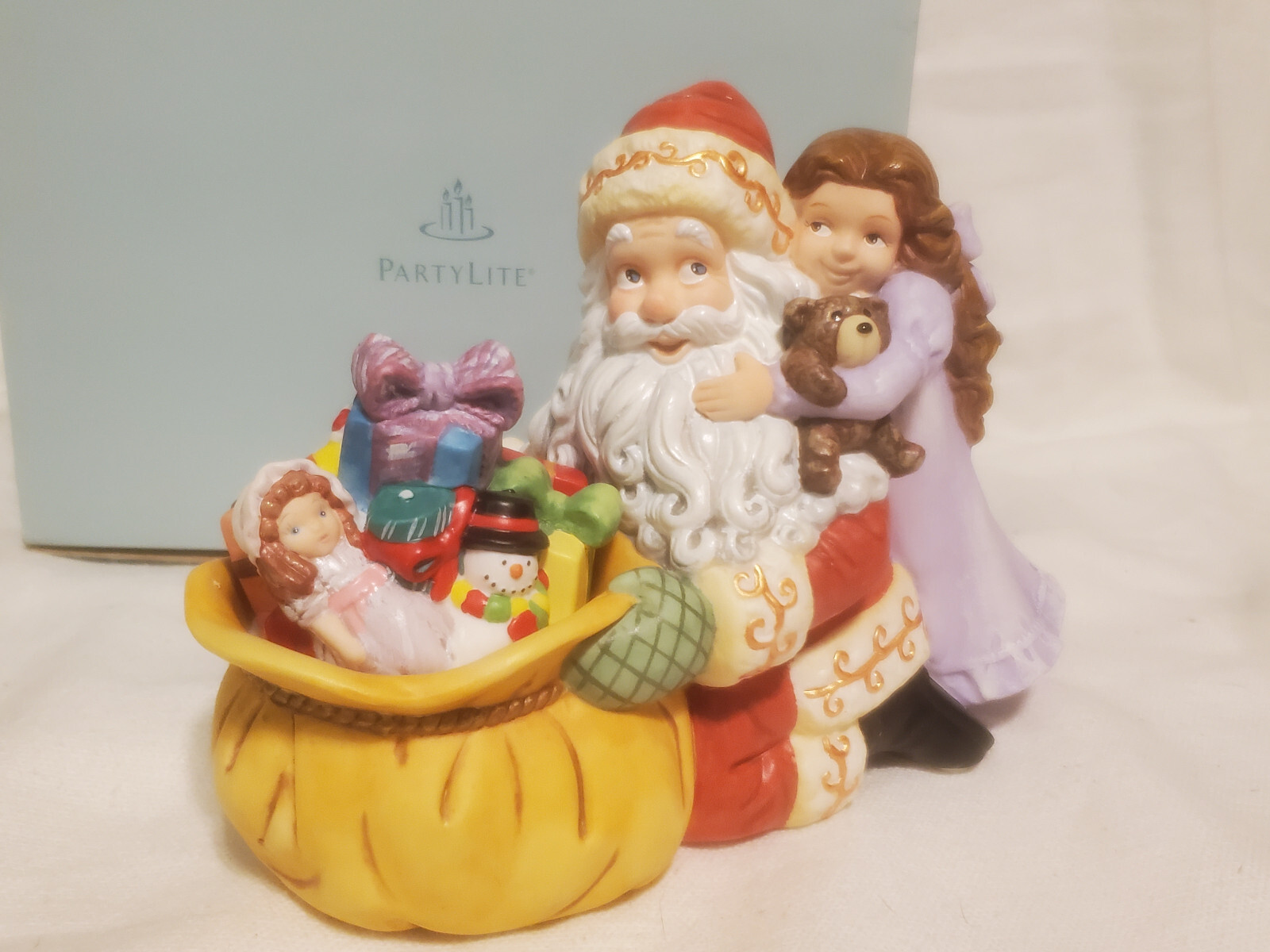 Partylite Jolly Santa Tea Light Candle Holder Figurine P8569 W/Box Partylite Jolly Santa Tea Light Candle Holder Figurine P8569 W/Box