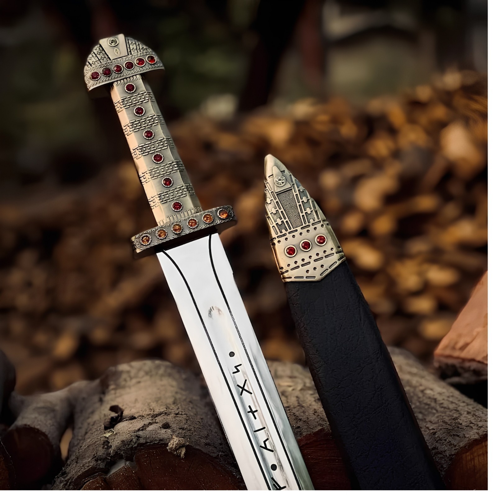 Handmade Ragnar Lothbrok Viking Sword with Scabbard, Personalized Norse Replica,