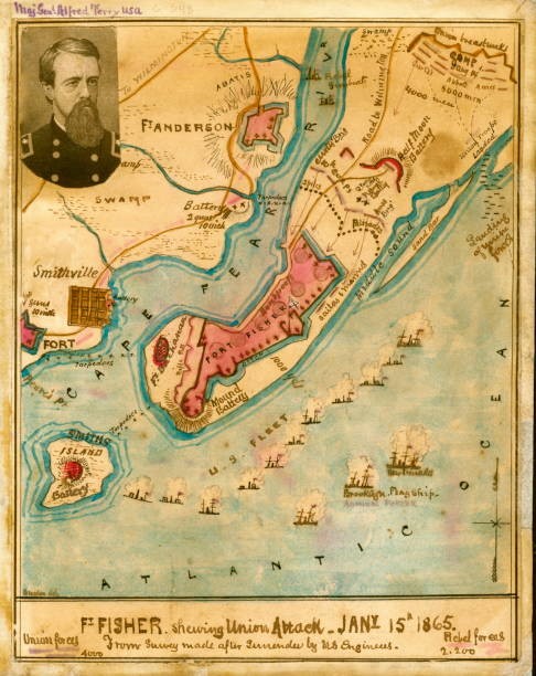 Forts Fisher Showing Union Attack 1865 Map OLD PHOTO PRINT Forts Fisher Showing Union Attack 1865 Map OLD PHOTO PRINT