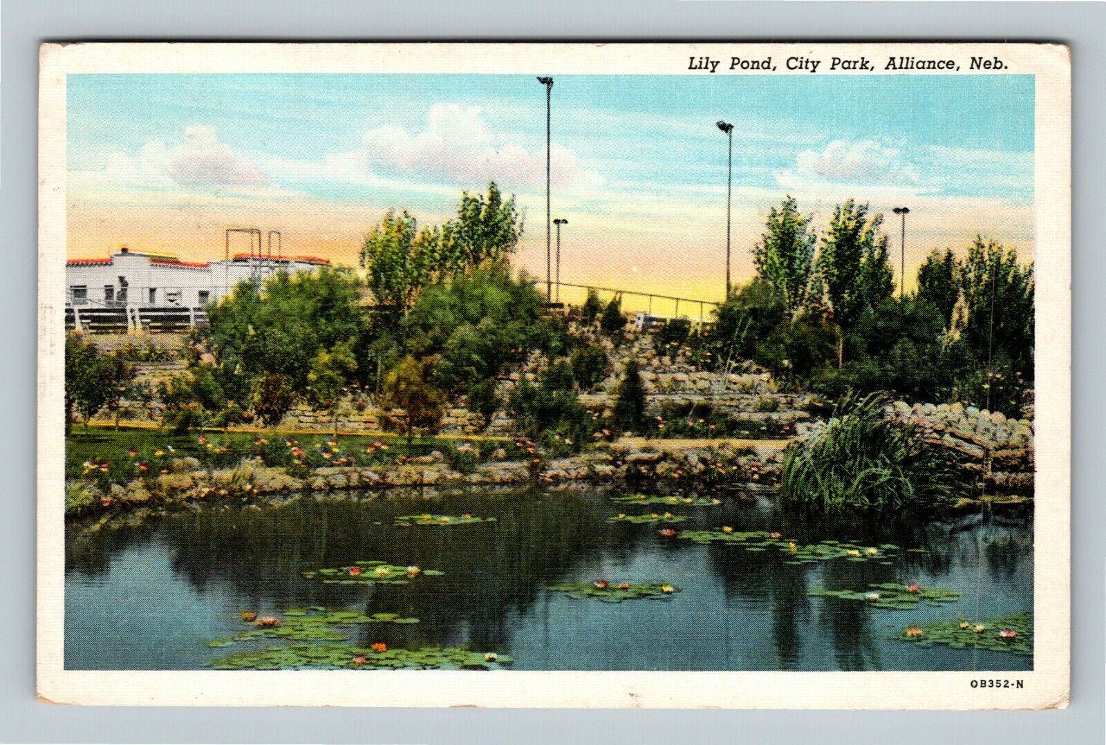 Alliance NE, City Park, Gardens, Lily Pond, Nebraska c1950 Vintage Postcard