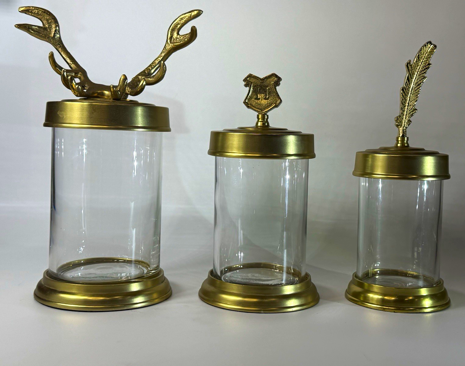 Pottery Barn Teen Harry Potter Canisters Set 3 Antlers Crest Quill PB Teen