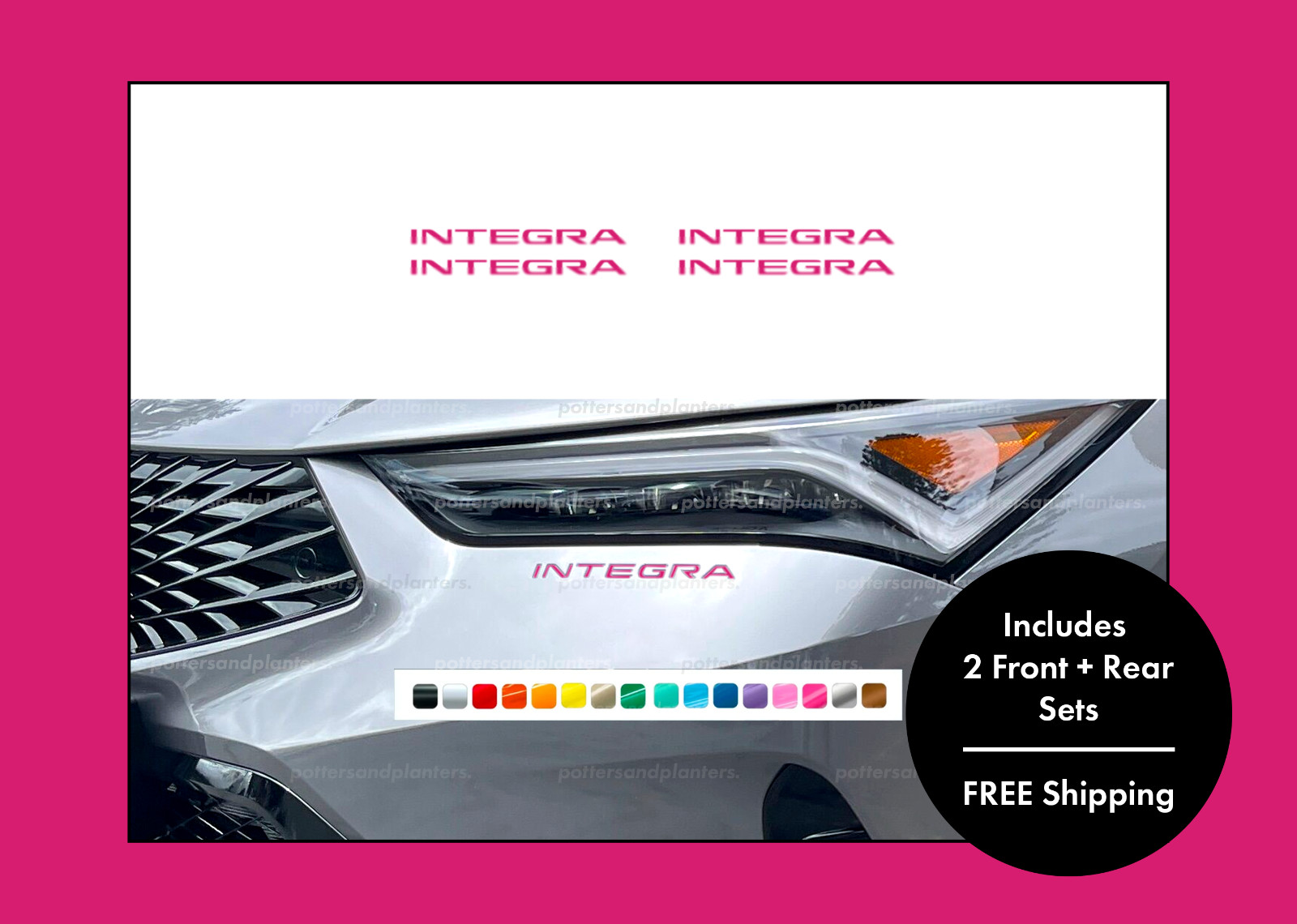 2 Set Front & Back Bumper Inlay Letter Vinyl Decal For 2023 - 2026 Acura Integra