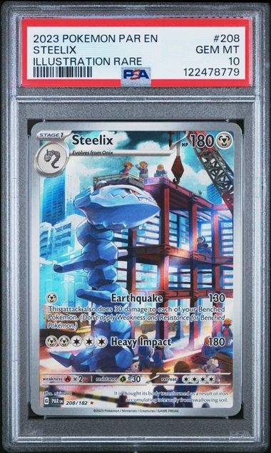 PSA 10 2023 POKEMON PAR EN-PARADOX RIFT #208 STEELIX ILLUSTRATION RARE