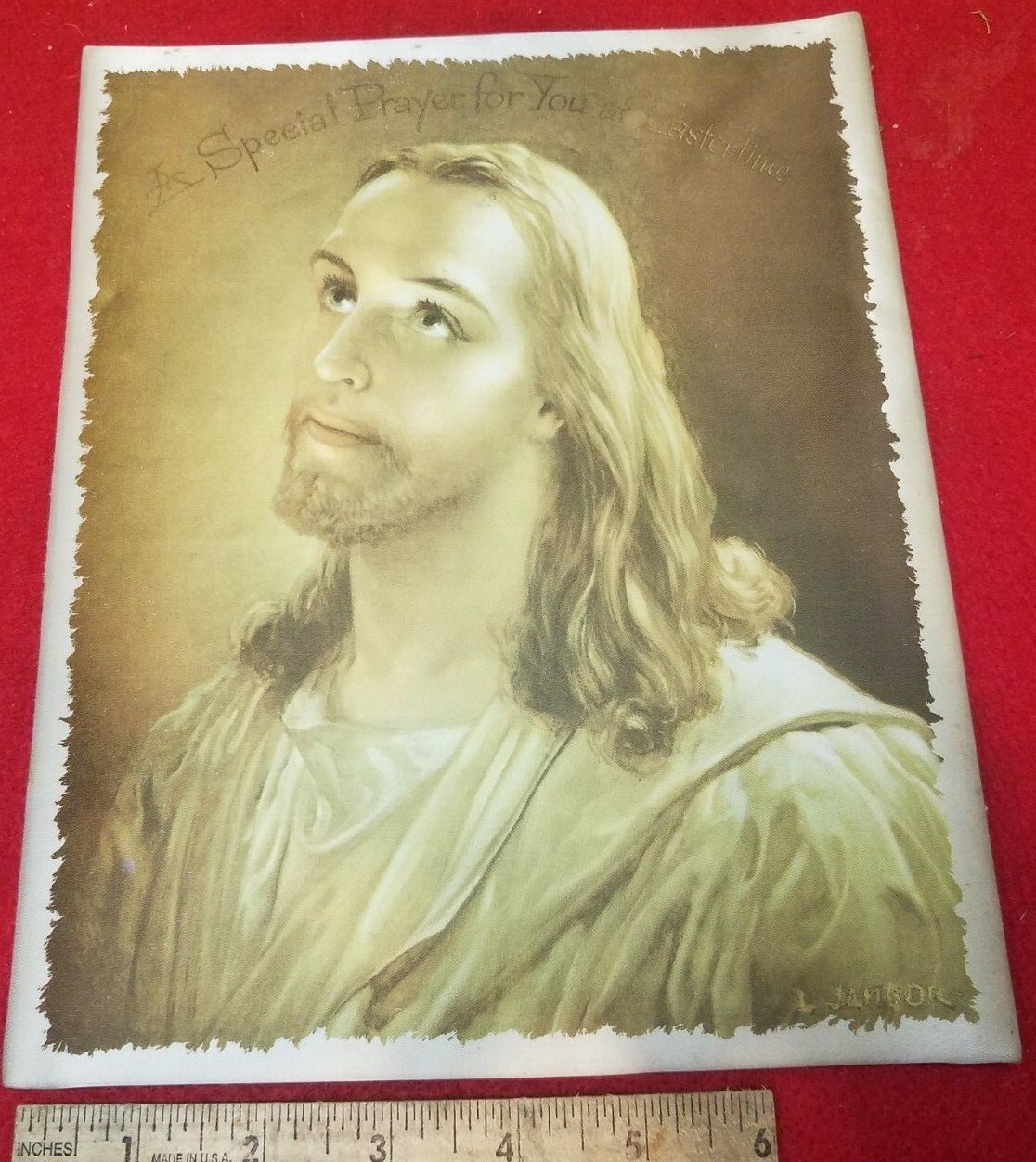 Vintage Easter Card Silk by L. Jangor A special Eastertime prayer Easter 1930s