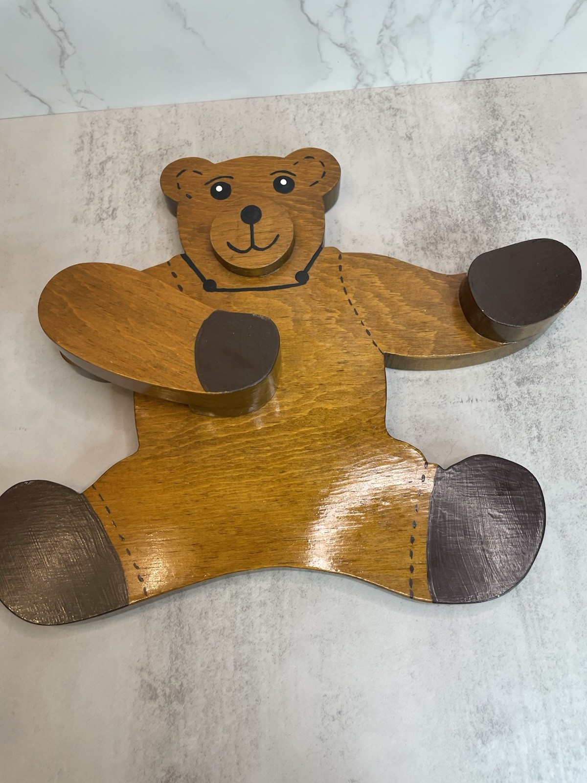 Vtg Wooden Bear Letter And Pen Holder For Wall 10” tall 11” length