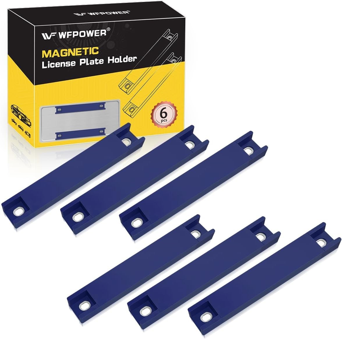 6 Pack Magnetic License Plate Holder, Blue Temp Tag Holder for Car Dealer Licens 6 Pack Magnetic License Plate Holder, Blue Temp Tag Holder for Car Dealer Licens