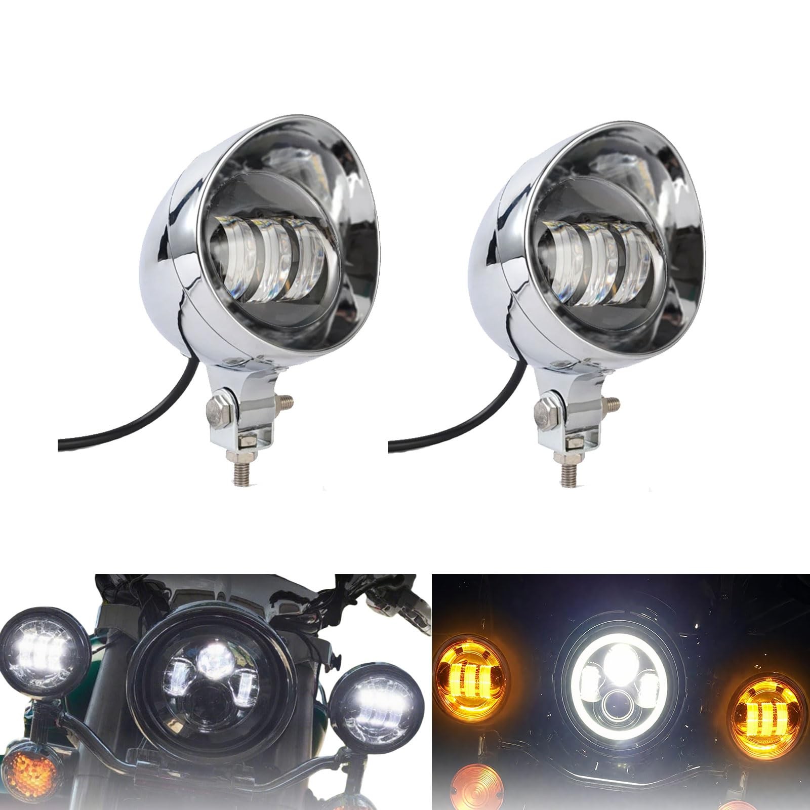 2 Pcs 4.5 Inch Fog Passing Lights LED Passing Light Motorcycle Fog lights for...