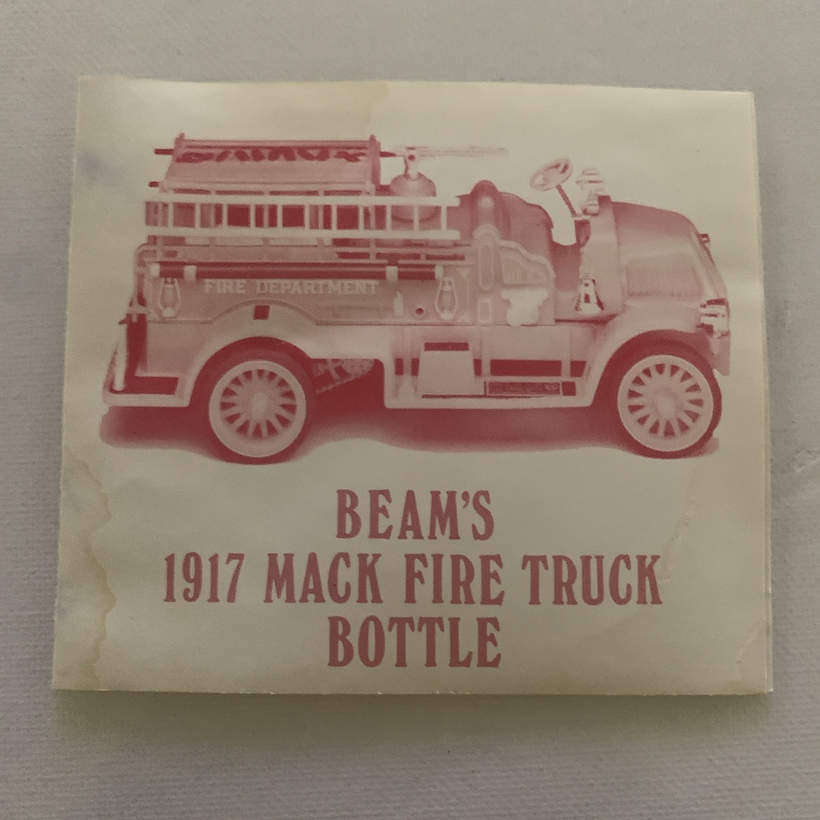 VTG Jim Beam 1917 Mack Fire Truck Decanter Pamphlet Collectible