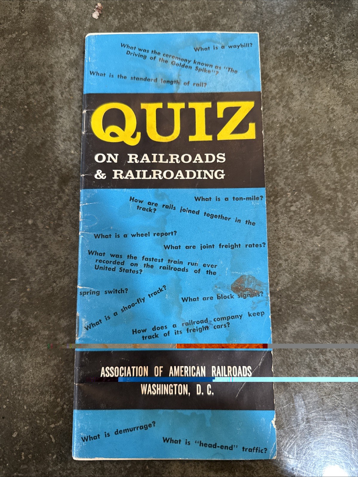 Quiz On Railroads And Railroading Pamphlet From 1964