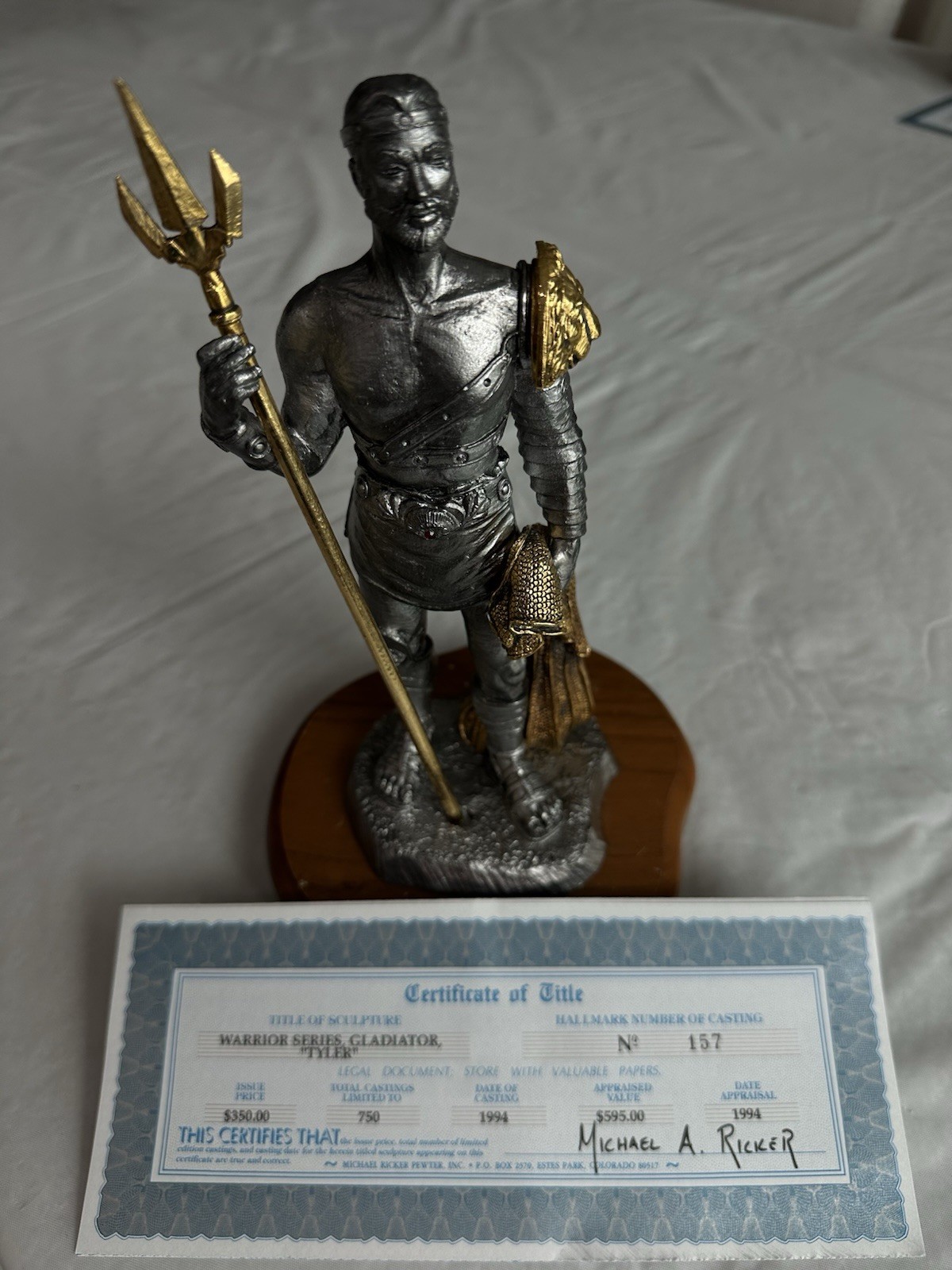 Michael Ricker Pewter Warrior Gladiator Figure - Tyler No. 157 Michael Ricker Pewter Warrior Gladiator Figure - Tyler No. 157