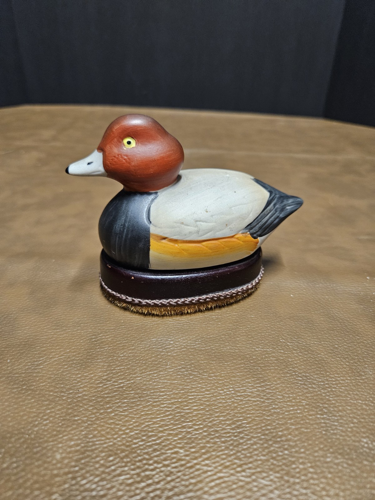 Vintage Jasco Ceramic Redhead Duck Decoy Lint Remover Brush
