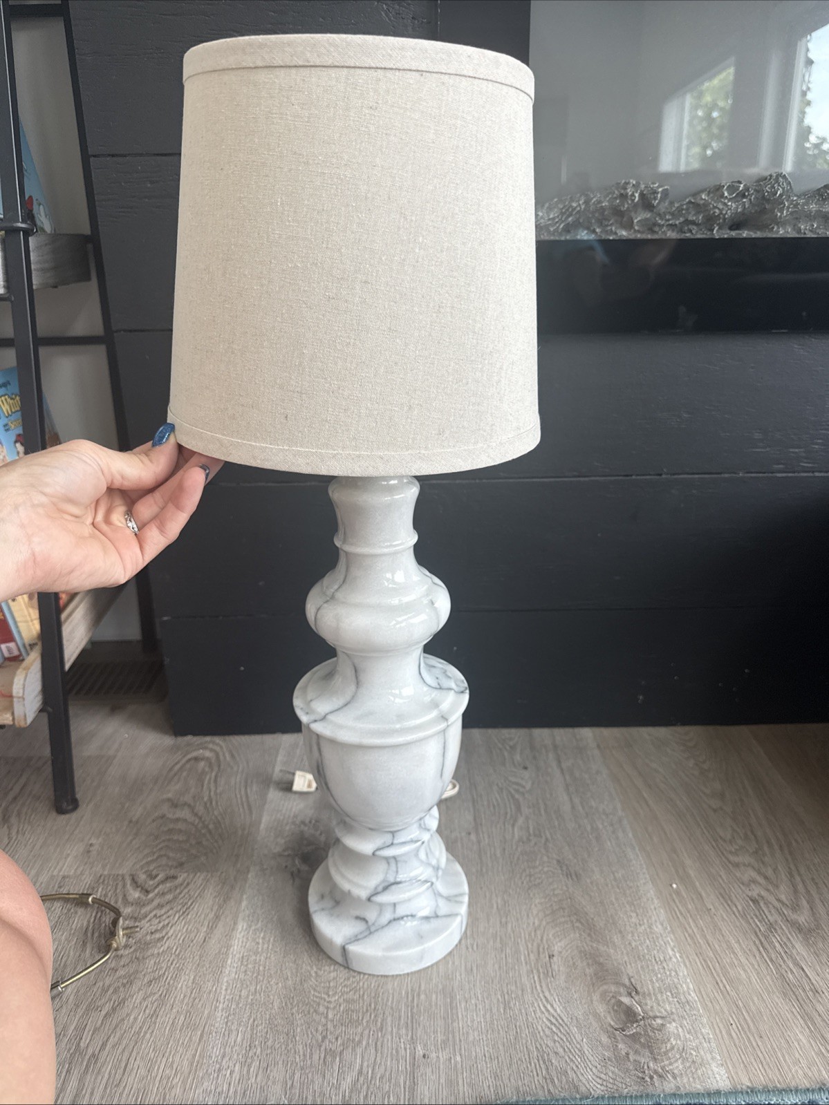 Beautiful TALL Italian Neoclassical Marble Table Lamp Urn Shape Gray Veining Beautiful TALL Italian Neoclassical Marble Table Lamp Urn Shape Gray Veining