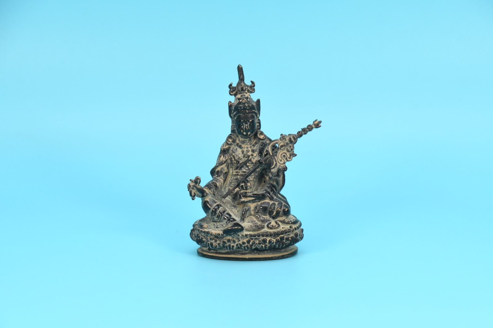 Guru Rinpoche Statue Bronze, Padmasambhava Idol, Tibetan Buddhist Altar Decor,