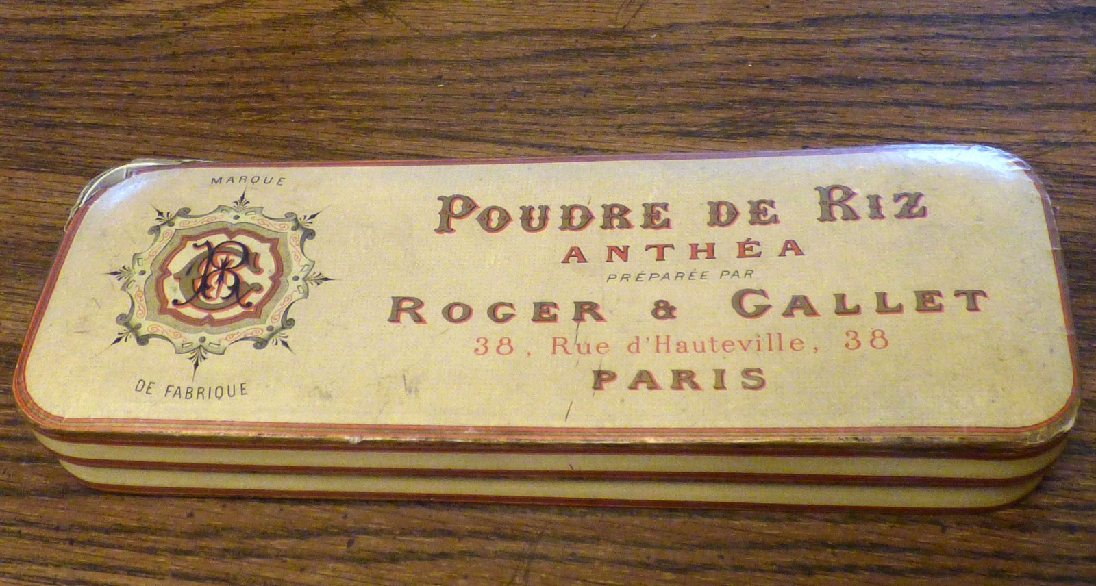 VTG Antique Poudre de Riz Roger & Gallet Cardboard Powder Box 9.5\