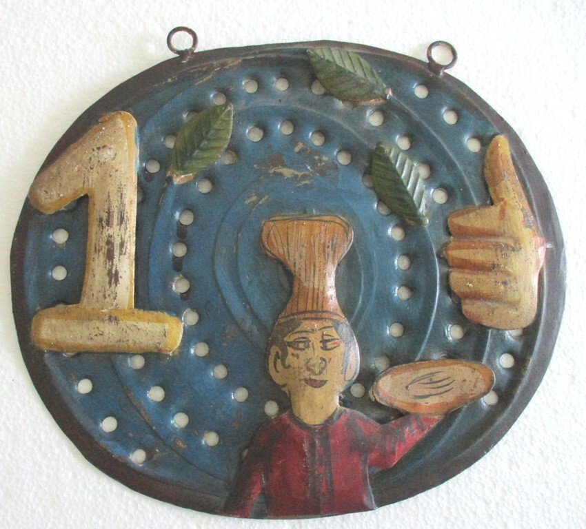 VINTAGE ADVERTISEMENT TRADE DISPLAY SIGN RESTAURANT EMBOSSED