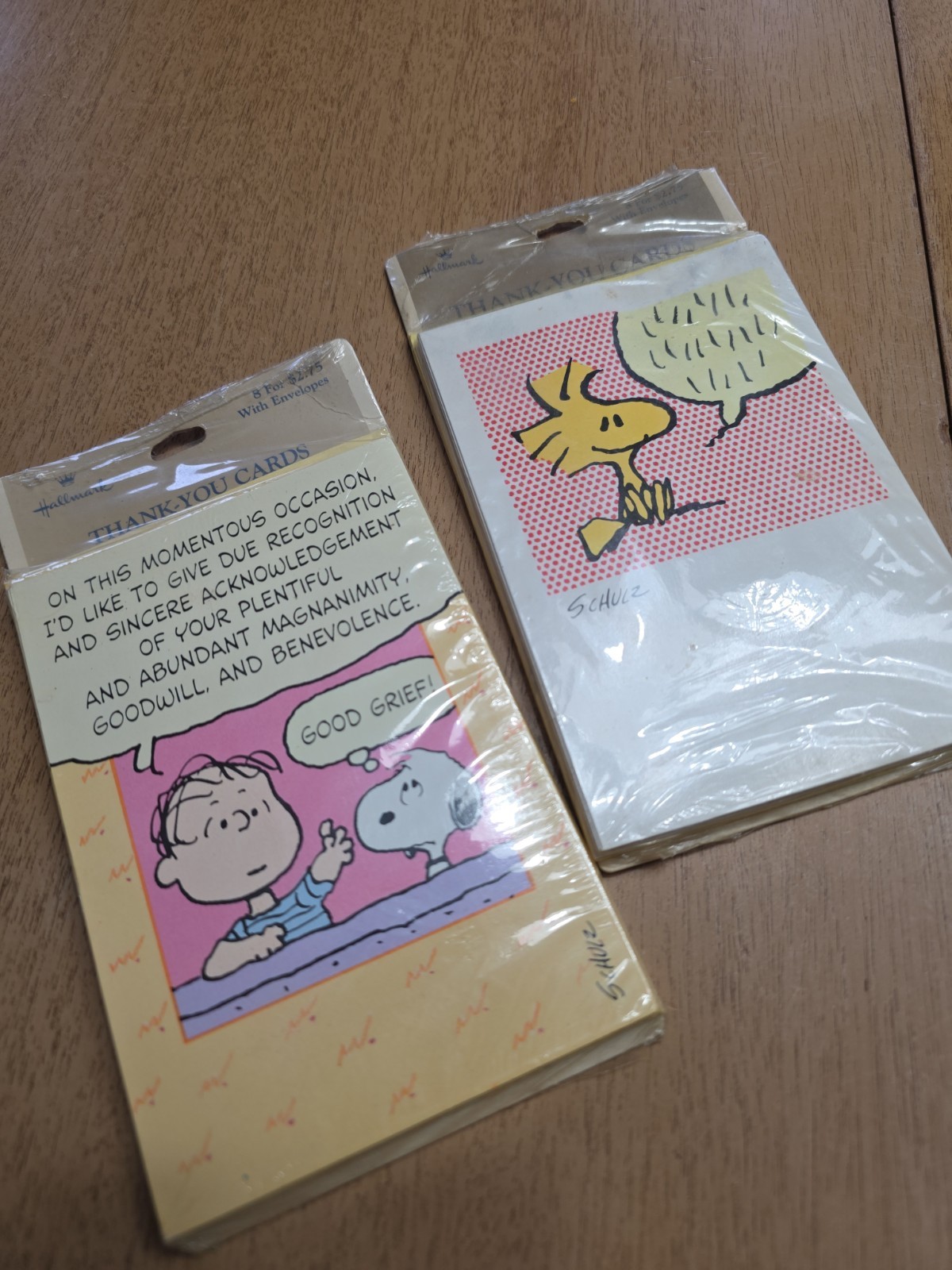 VINTAGE New Hallmark Snoopy Linus Peanuts THANK YOU cards 8 cards - Sealed Lot