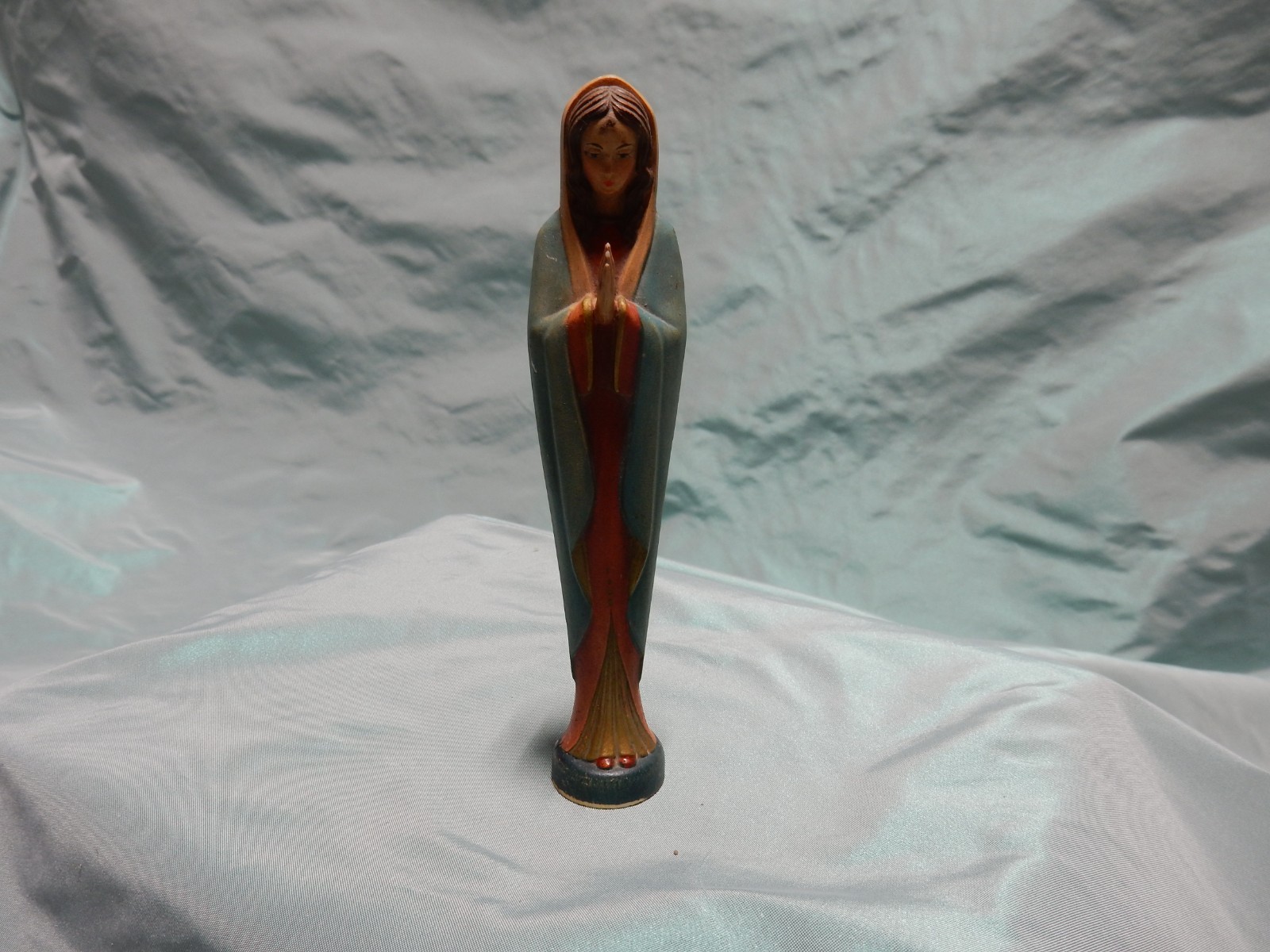 Vintage ANRI Hand-Painted Carved Wood Virgin Mary Figurine