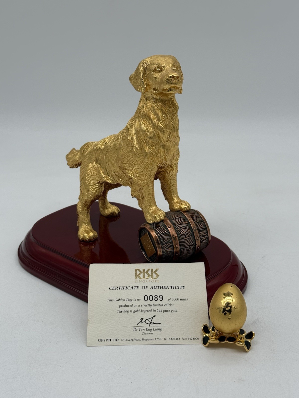 Risis 24K Gold-Plated Zodiac Golden Retriever Statue & Golden Egg Limited Risis 24K Gold-Plated Zodiac Golden Retriever Statue & Golden Egg Limited