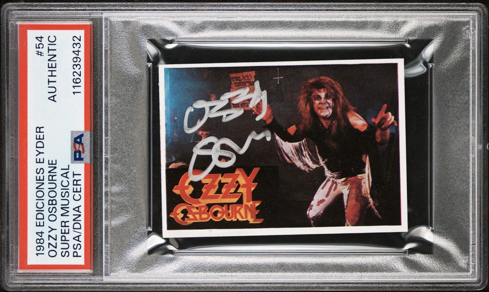 Ozzy Osbourne 1984 Ediciones Eyder 54 Super Musical Rookie Autograph PSA POP 1/1 Ozzy Osbourne 1984 Ediciones Eyder 54 Super Musical Rookie Autograph PSA POP 1/1