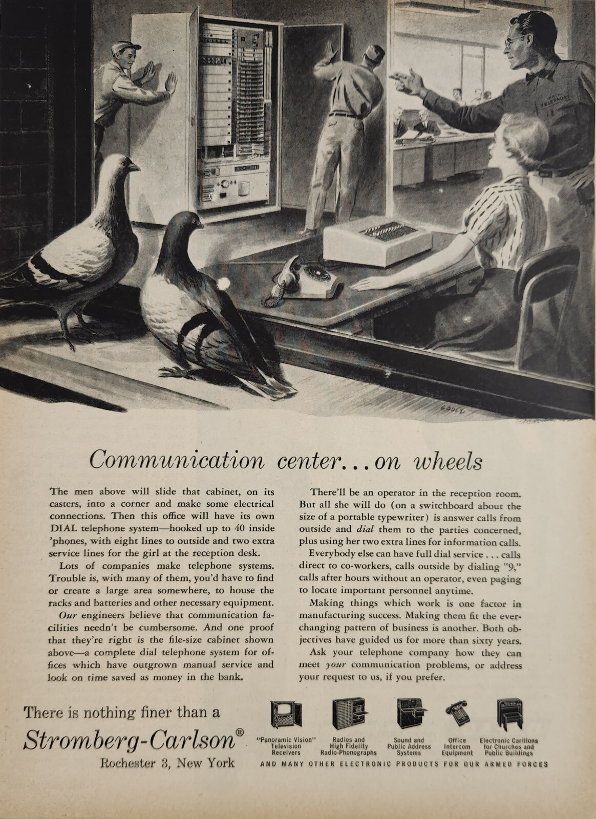 1955 Print Ad Stromberg-Carlson New Telephone System in Office Rochester,NY