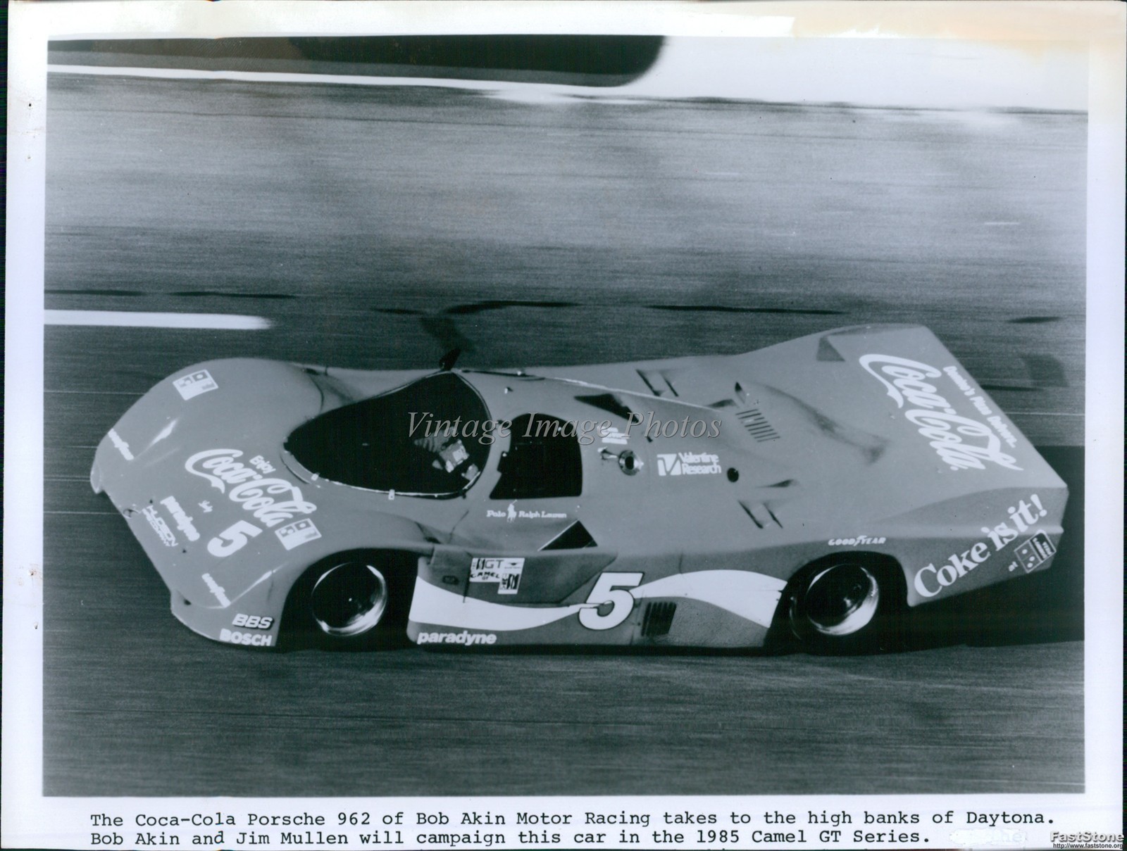1985 Bob Akin Motor Racing Daytona Jim Mullen Camel Gt Series Photo 8X10
