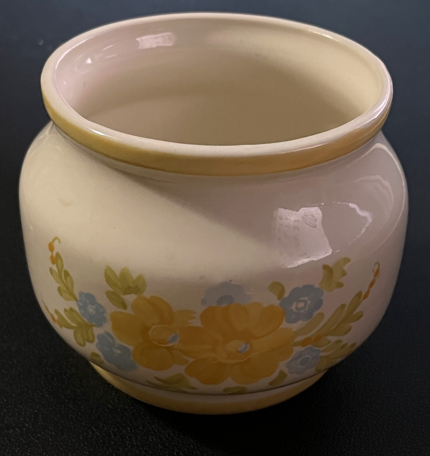 Vintage 1981 Ceramic Hand-painted Floral Pot Vase USA for FTD