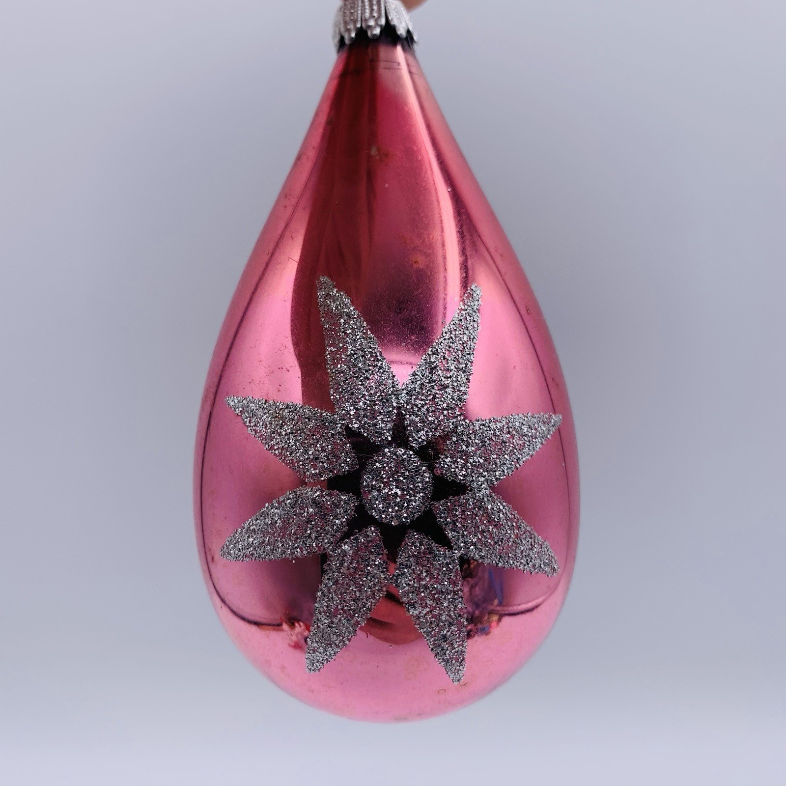 Vtg West German Pink Mercury Glass Teardrop Christmas Ornament Retro Starburst Vtg West German Pink Mercury Glass Teardrop Christmas Ornament Retro Starburst