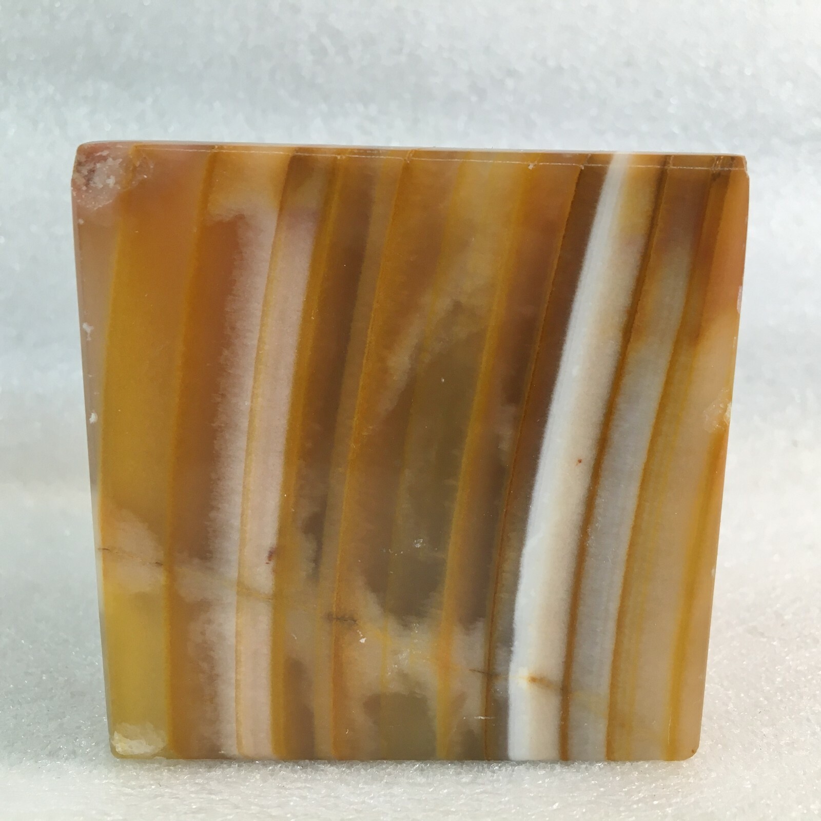 Butterscotch Alabaster Square Block Candlestick Holder