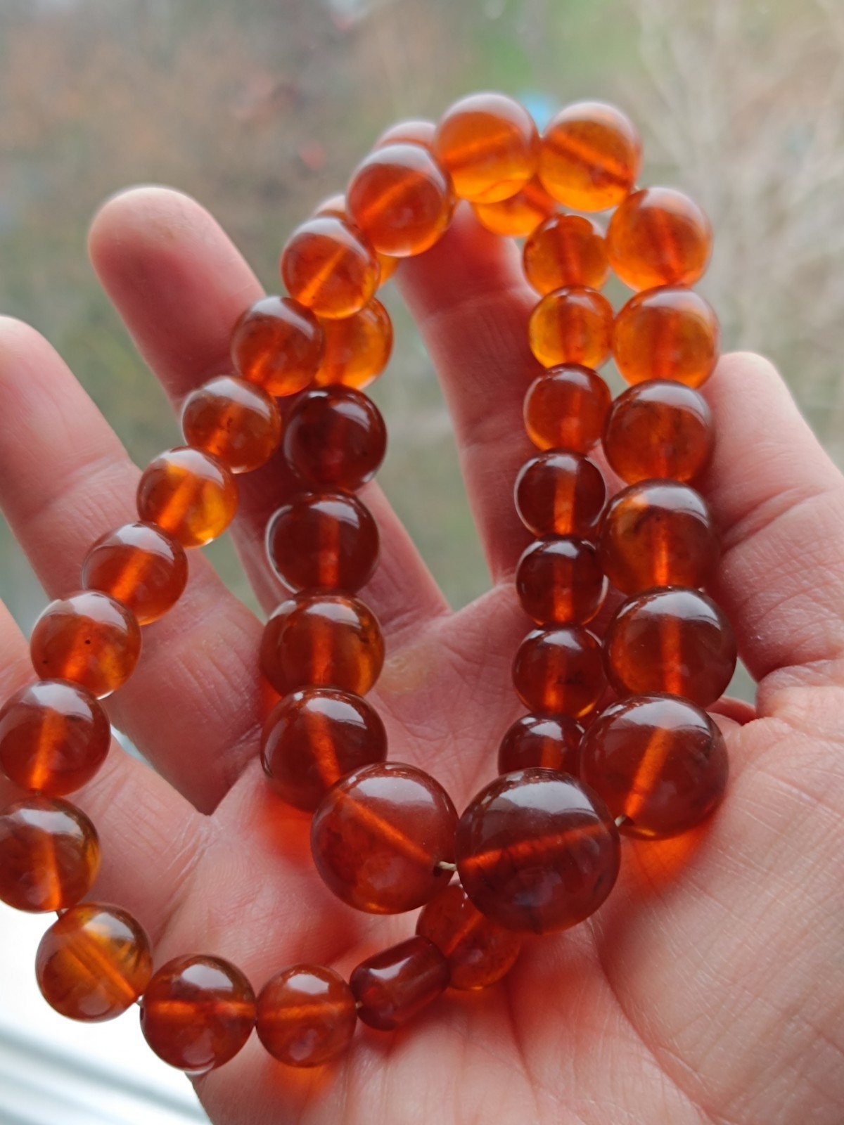 Amber Beads.Vintage USSR.Weight 68 g.Beautiful Orange Color.Necklace.1970s.