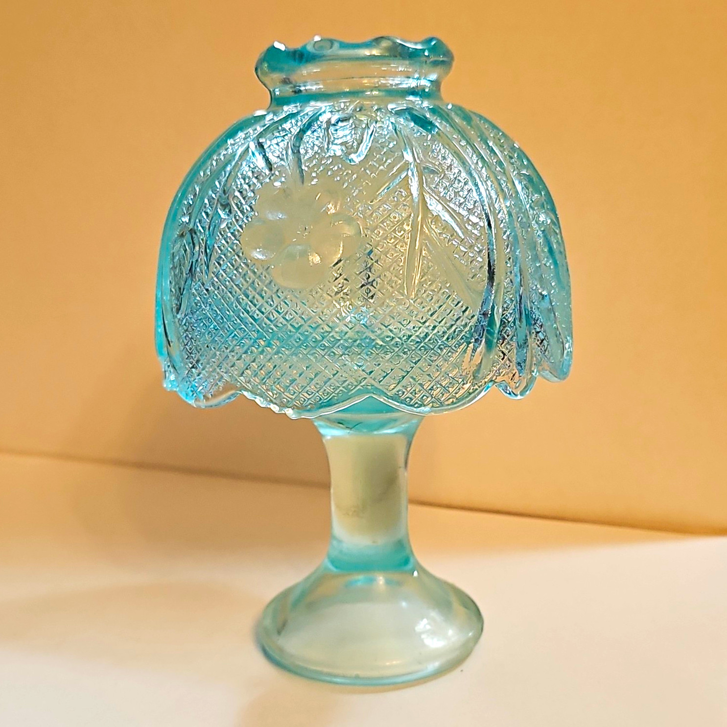 Indiana Glass Blue Fairy Lamp Vintage