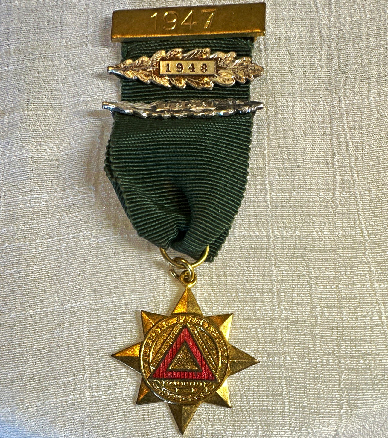 Vintage RoSPA Safe Driving Star Medal 1940s Oak Leaf Clasps, United Kingdom