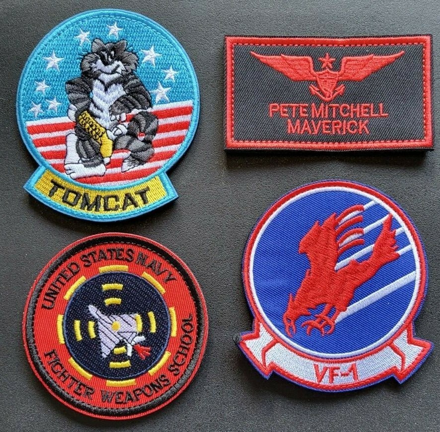 Top Gun Set of 4 Maverick Hook & Loop patches