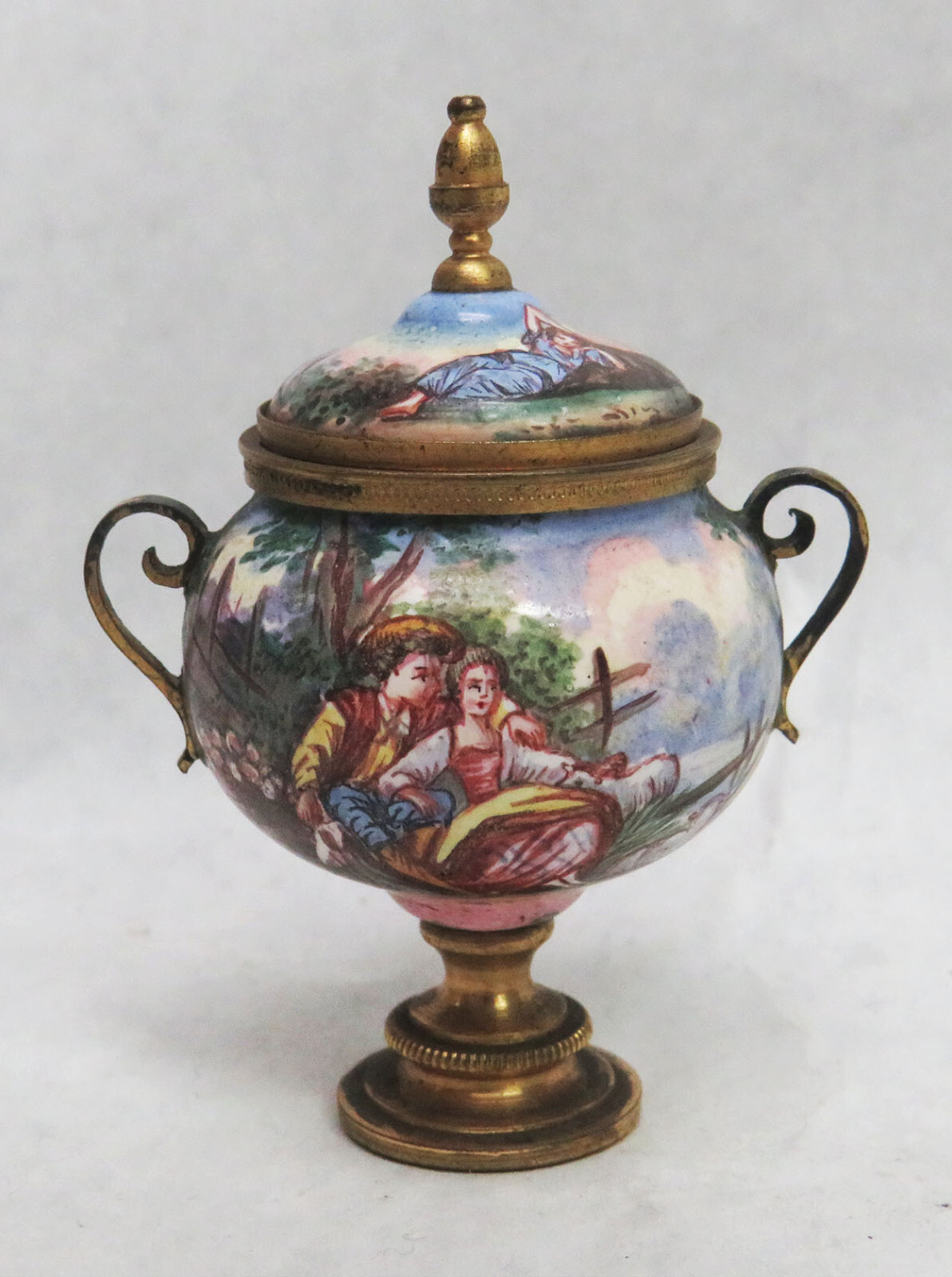 VINTAGE RARE VIENNESE GILT BRONZE PORCELAIN 2 1/8
