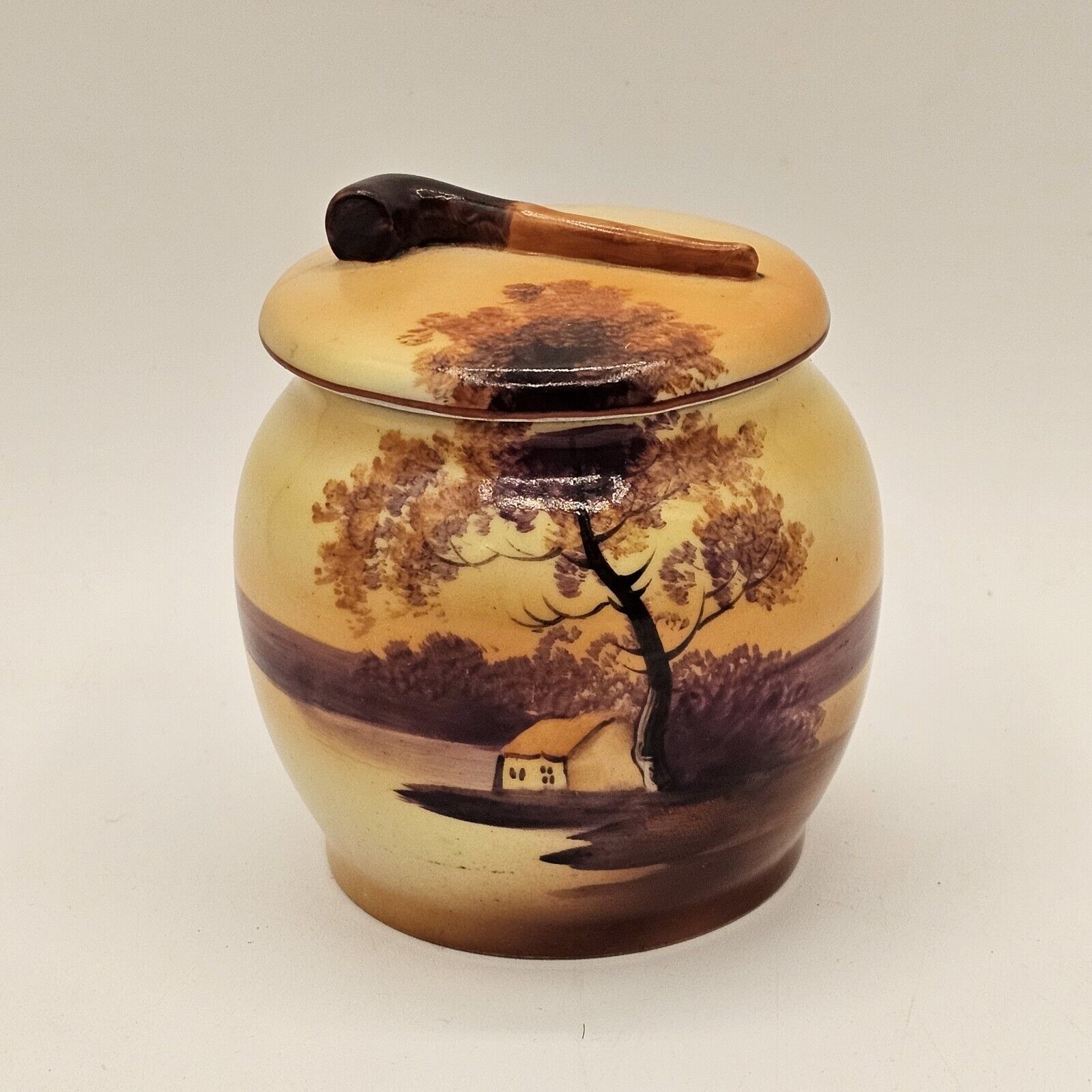 Antique 1920's Noritake Morimura Bros Hand Painted Pipe Tobacco Jar 